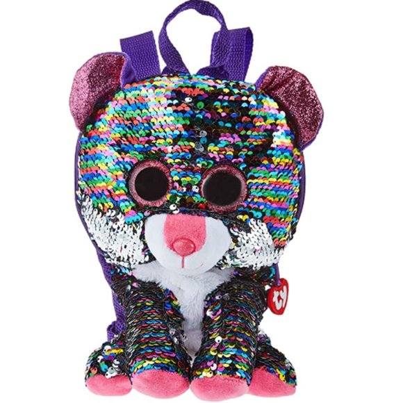 TY Dotty the Leopard Plush Sequin Covered Backpack - Picture 1 of 8